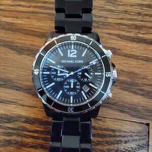 Michael Kors Men's Chronograph Quartz Watch, Black Case, Black Face, MK-8128